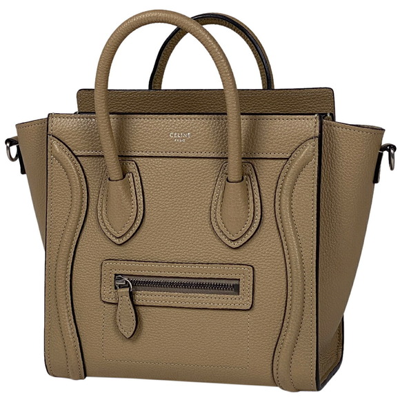 Celine Luggage Nano Shopper Leather 2WAY Handbag Beige - Picture 1 of 10